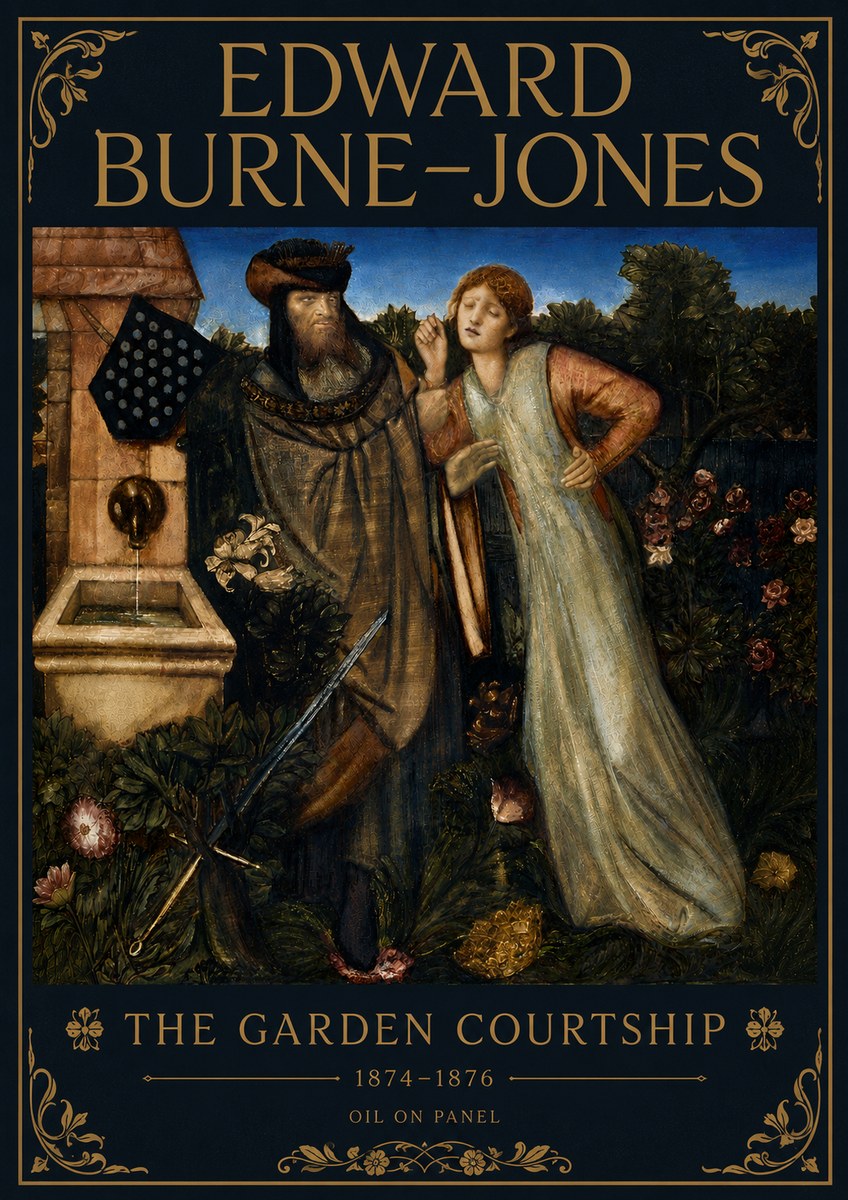 Edward Burne-Jones The Garden Courtship No6 - Plakat