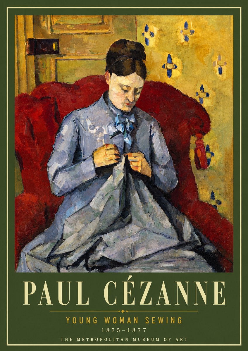 Paul Cézanne Young Woman Sewing No6 - Plakat