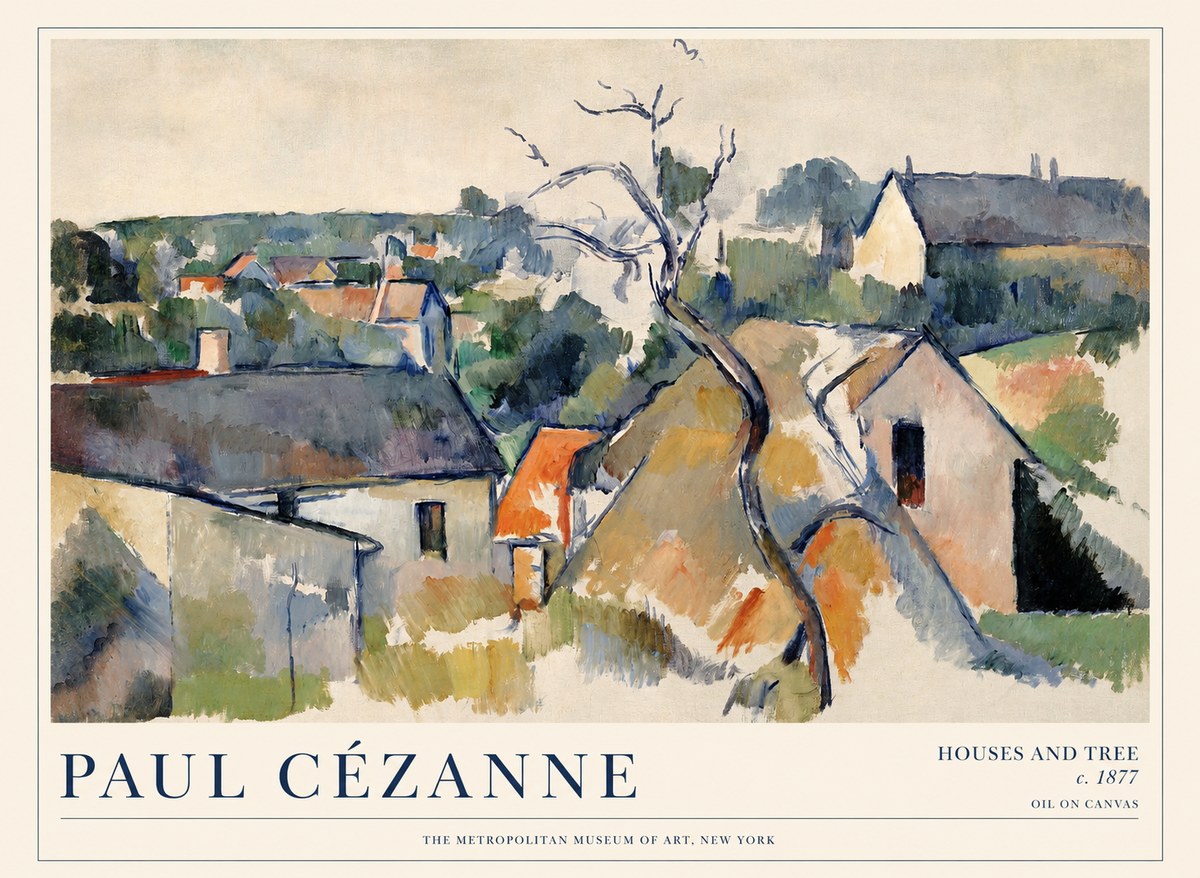 Paul Cézanne Houses and Tree No1 - Plakat