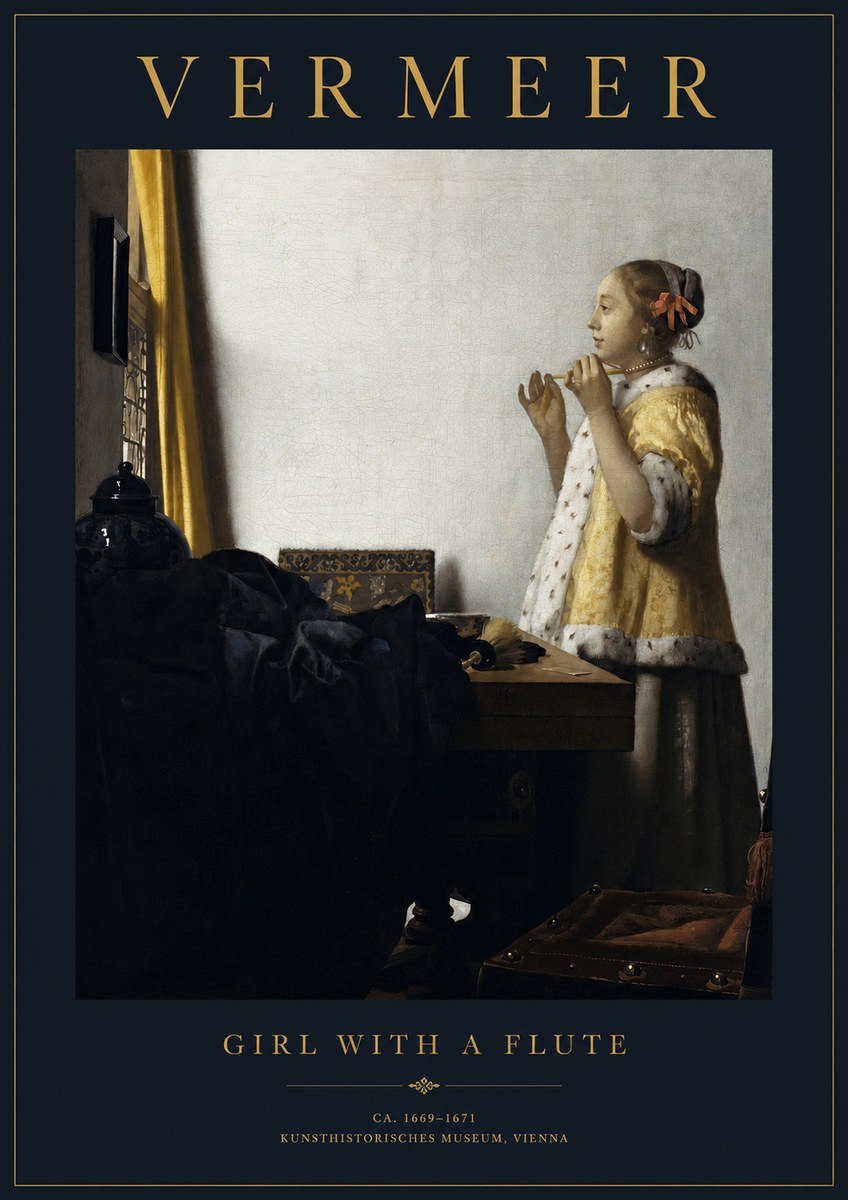 Vermeer Girl with a Flute No2 - Plakat