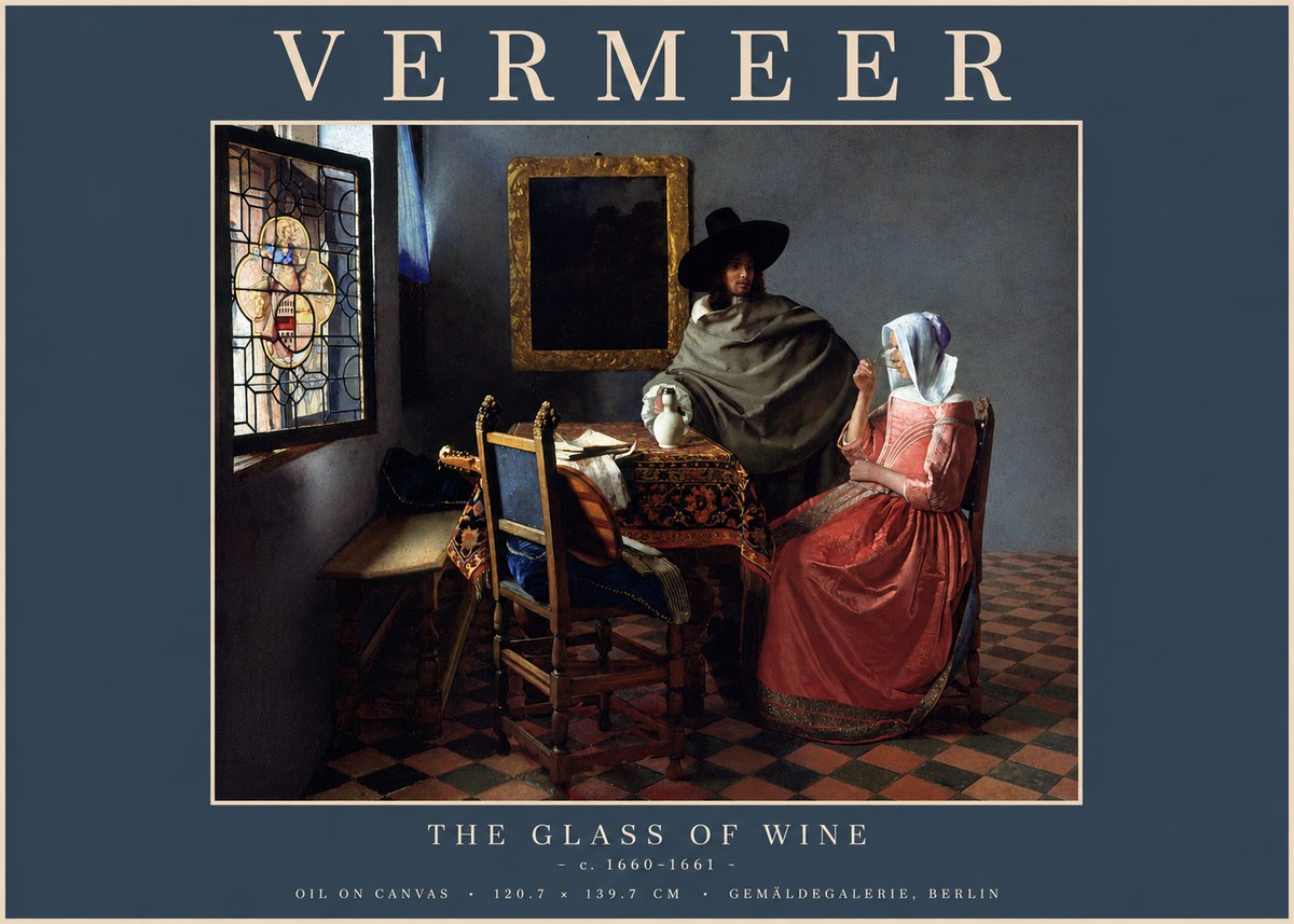 Vermeer The Glass of Wine No4 - Plakat