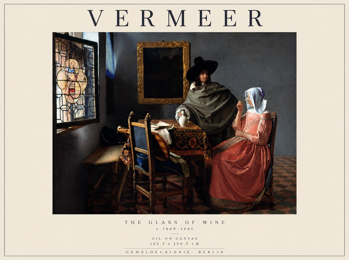 Vermeer The Glass of Wine No5 - Plakat