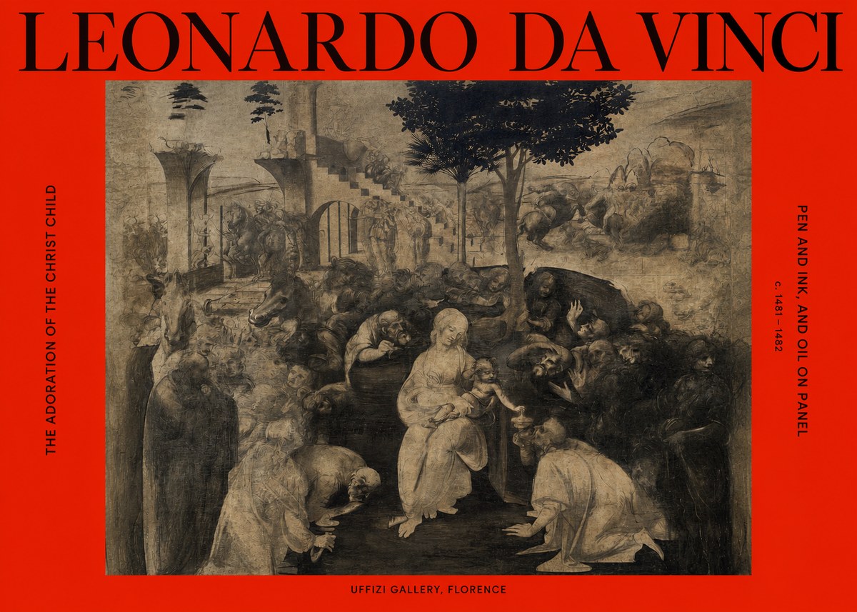 Leonardo da Vinci The Adoration of the Magi No6 - Plakat