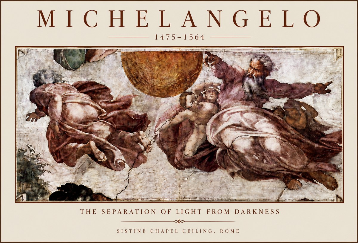 Michelangelo The Separation of Light from Darkness No5 - Plakat