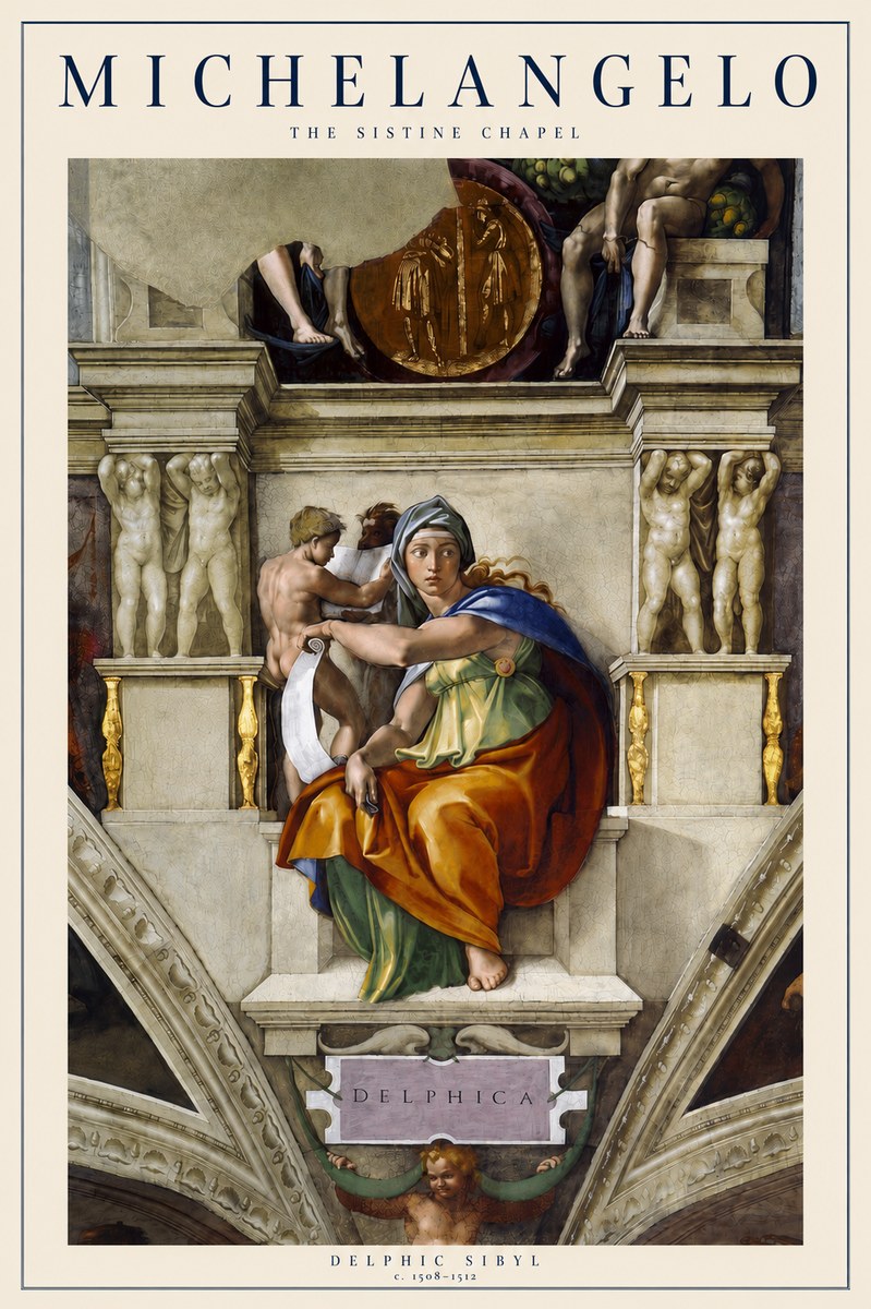 Michelangelo Delphic Sibyl No3 - Plakat