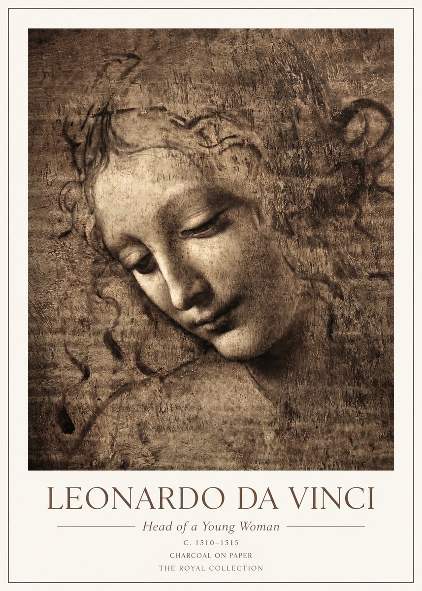 Leonardo da Vinci Head of a Young Woman II No1 - Plakat