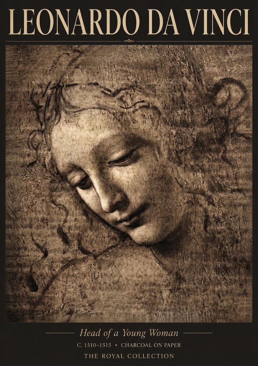 Leonardo da Vinci Head of a Young Woman II No3 - Plakat