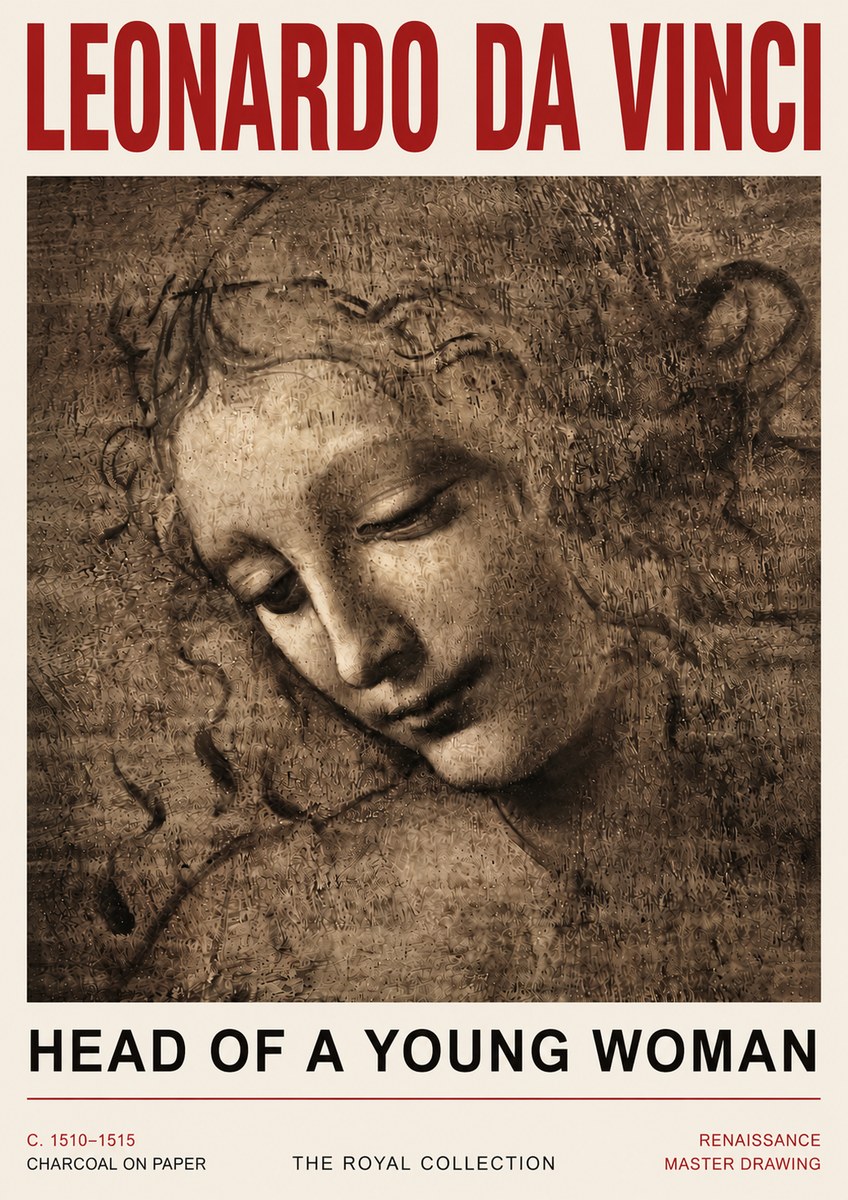 Leonardo da Vinci Head of a Young Woman II No5 - Plakat