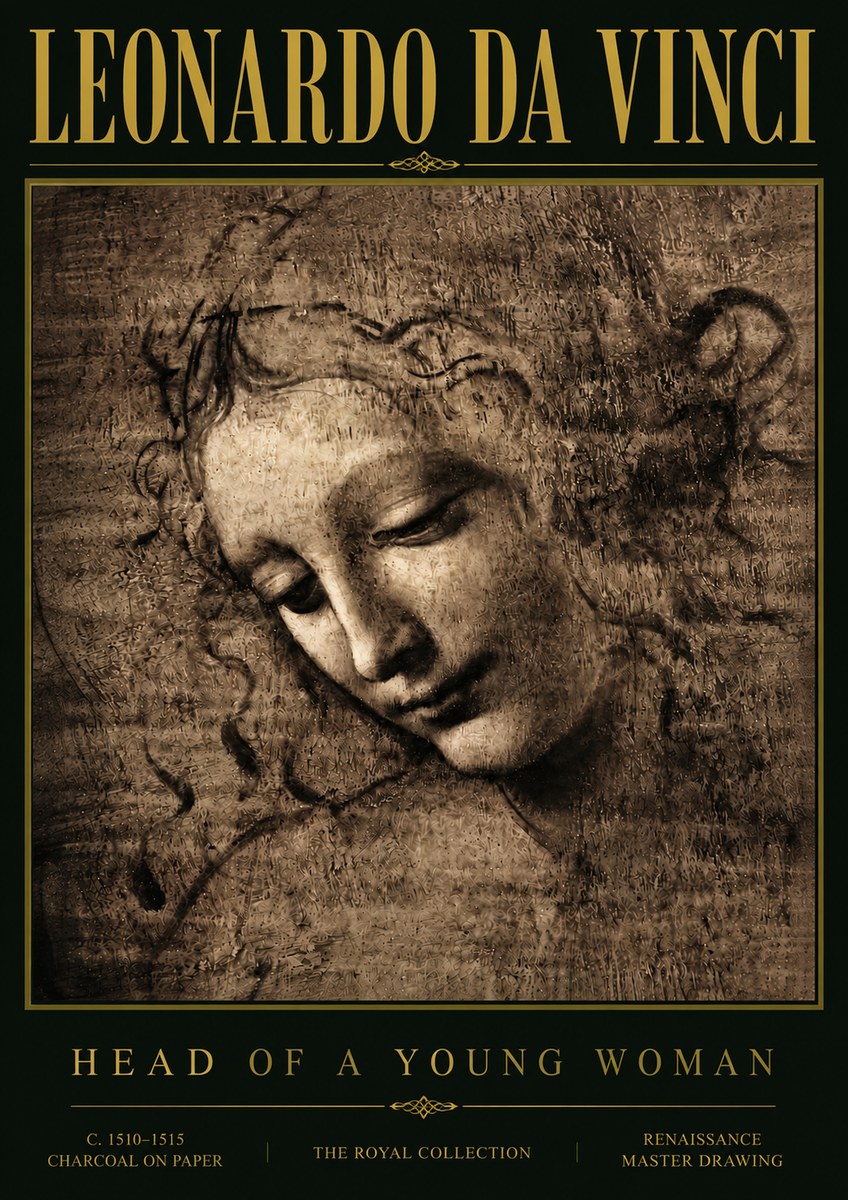 Leonardo da Vinci Head of a Young Woman II No6 - Plakat