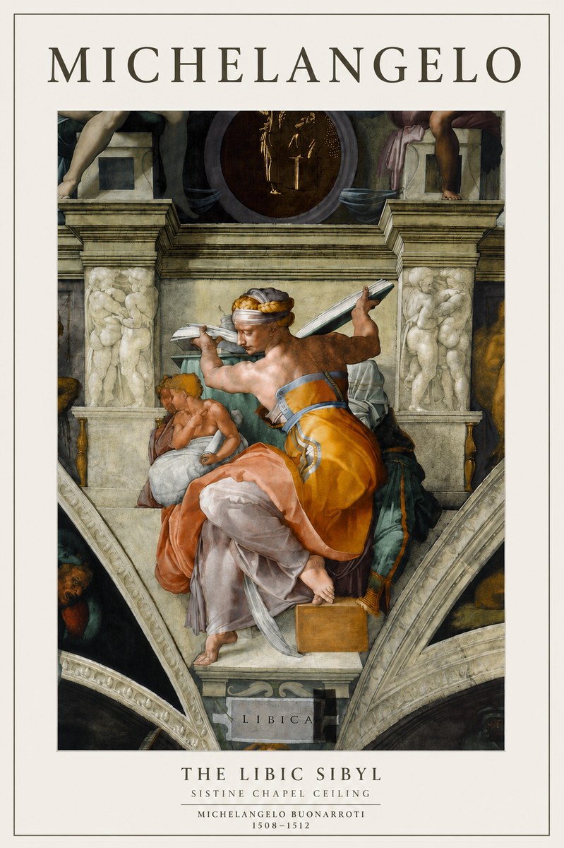 Michelangelo The Libic Sibyl No4 - Plakat