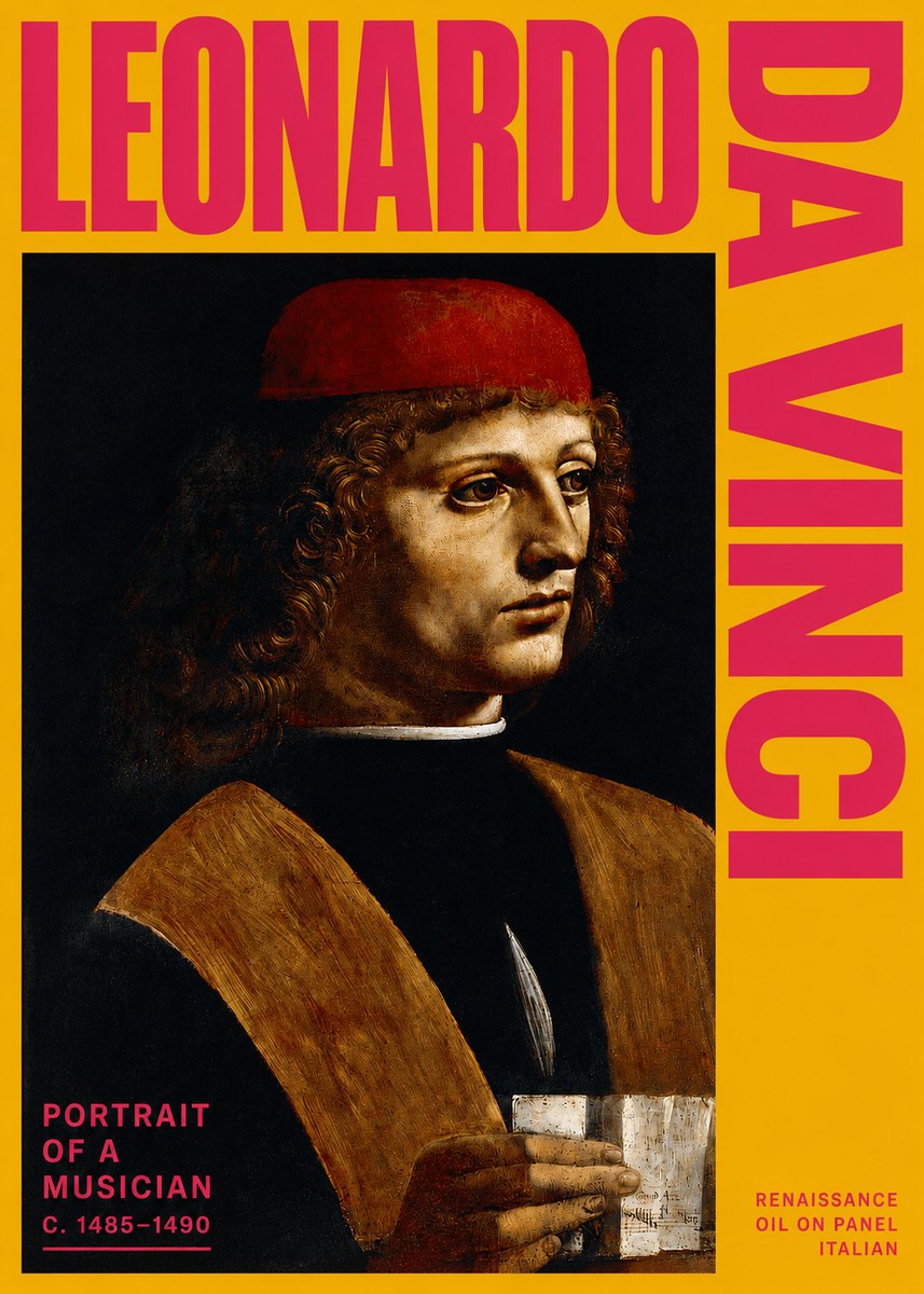Leonardo da Vinci Portrait of a Musician No2 - Plakat