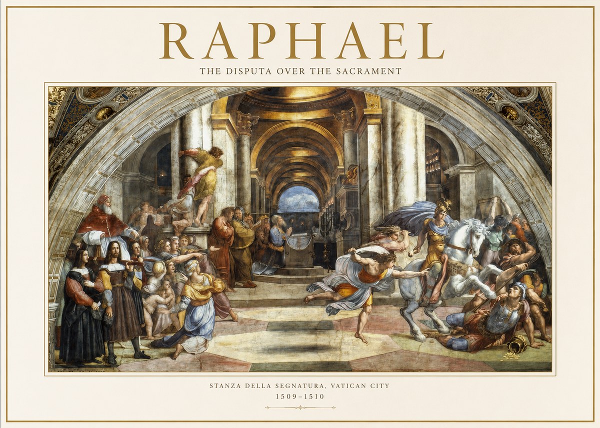 Raphael The Disputa over the Sacrament No1 - Plakat