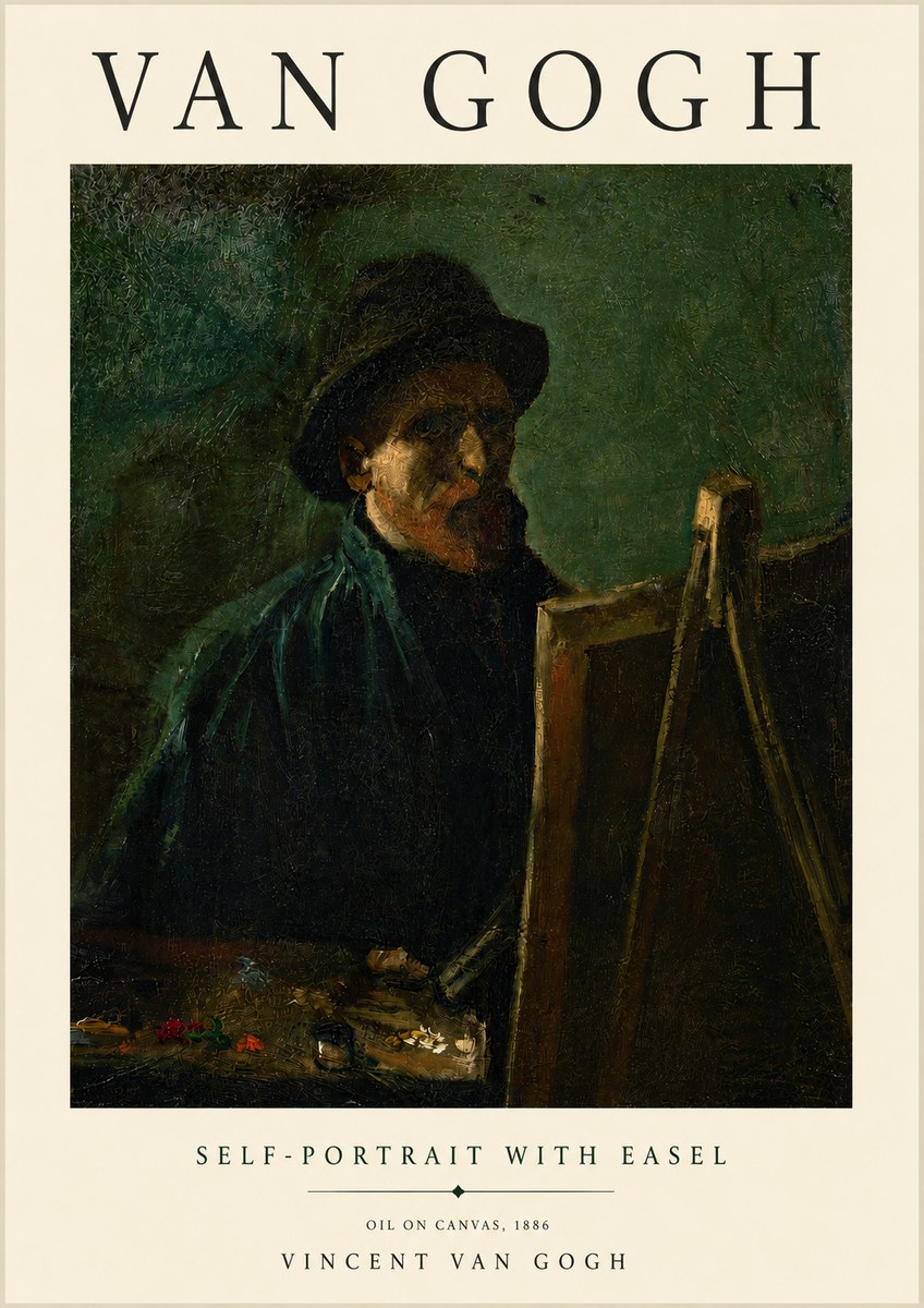 Van Gogh Self-portrait with Easel II No3 - Plakat
