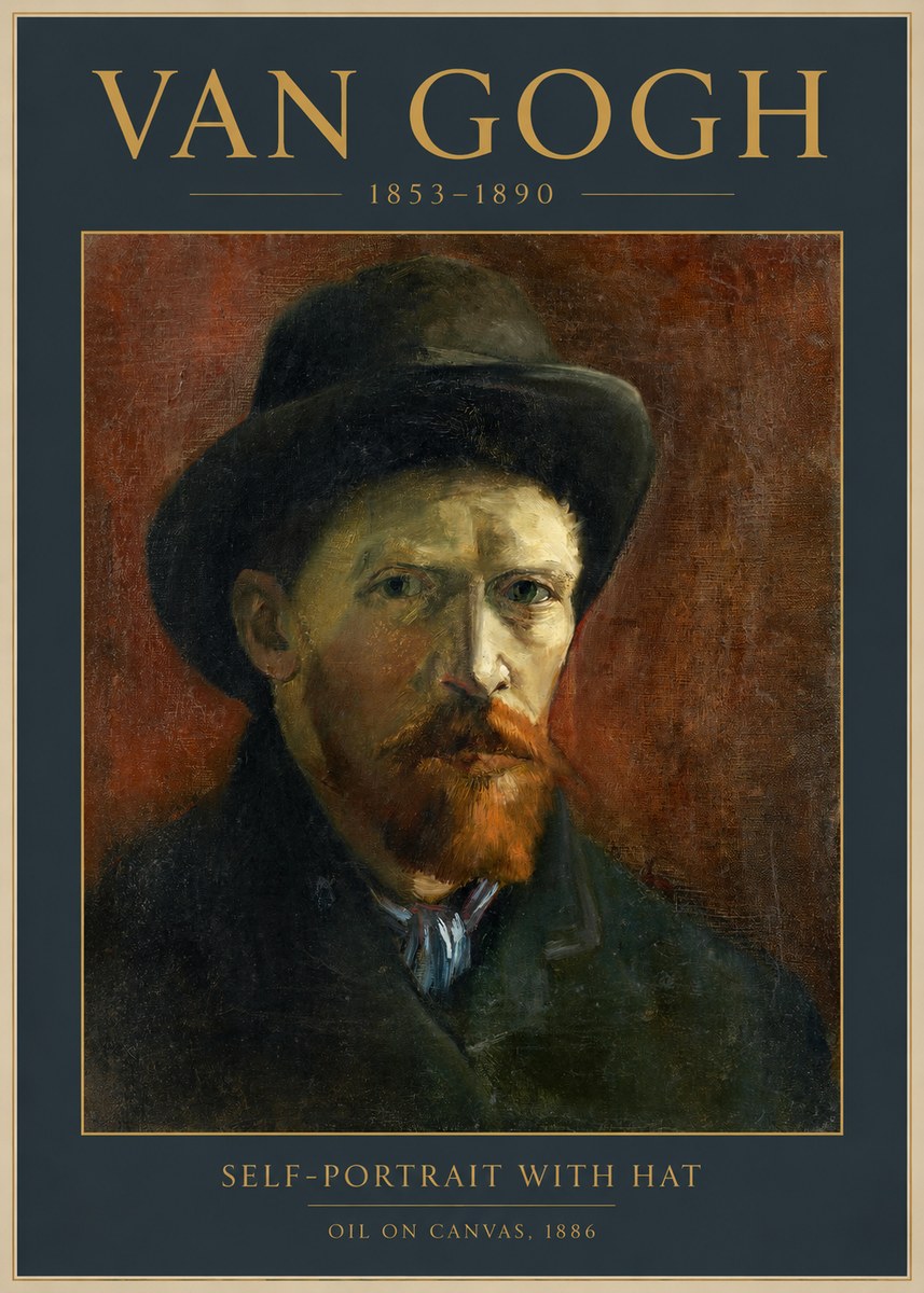 Van Gogh Self-portrait with Hat No1 - Plakat