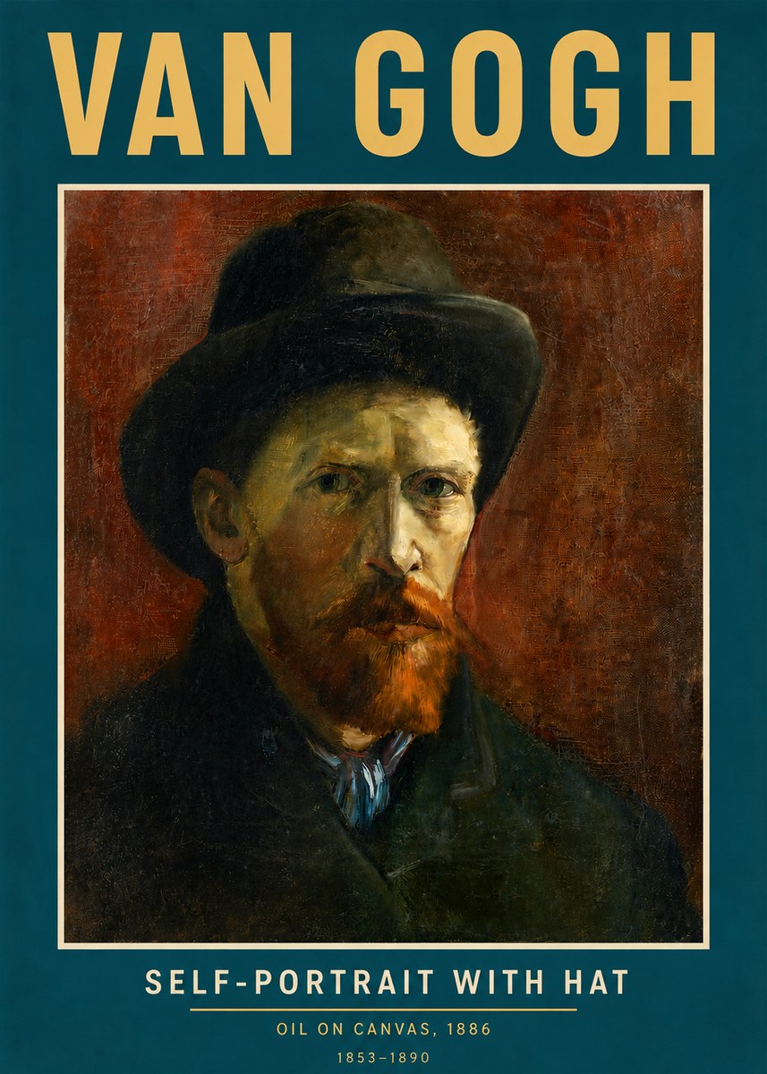 Van Gogh Self-portrait with Hat No3 - Plakat