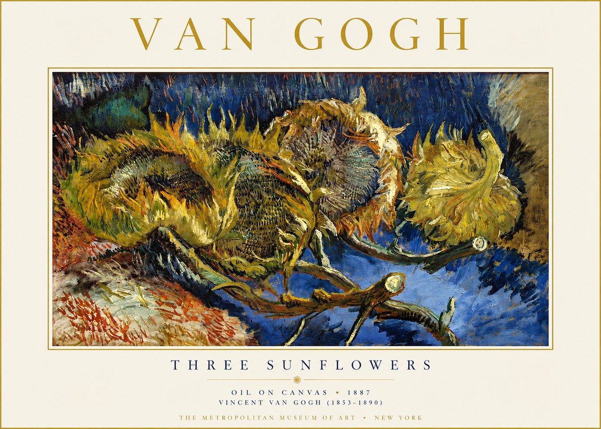 Van Gogh Three Sunflowers No3 - Plakat