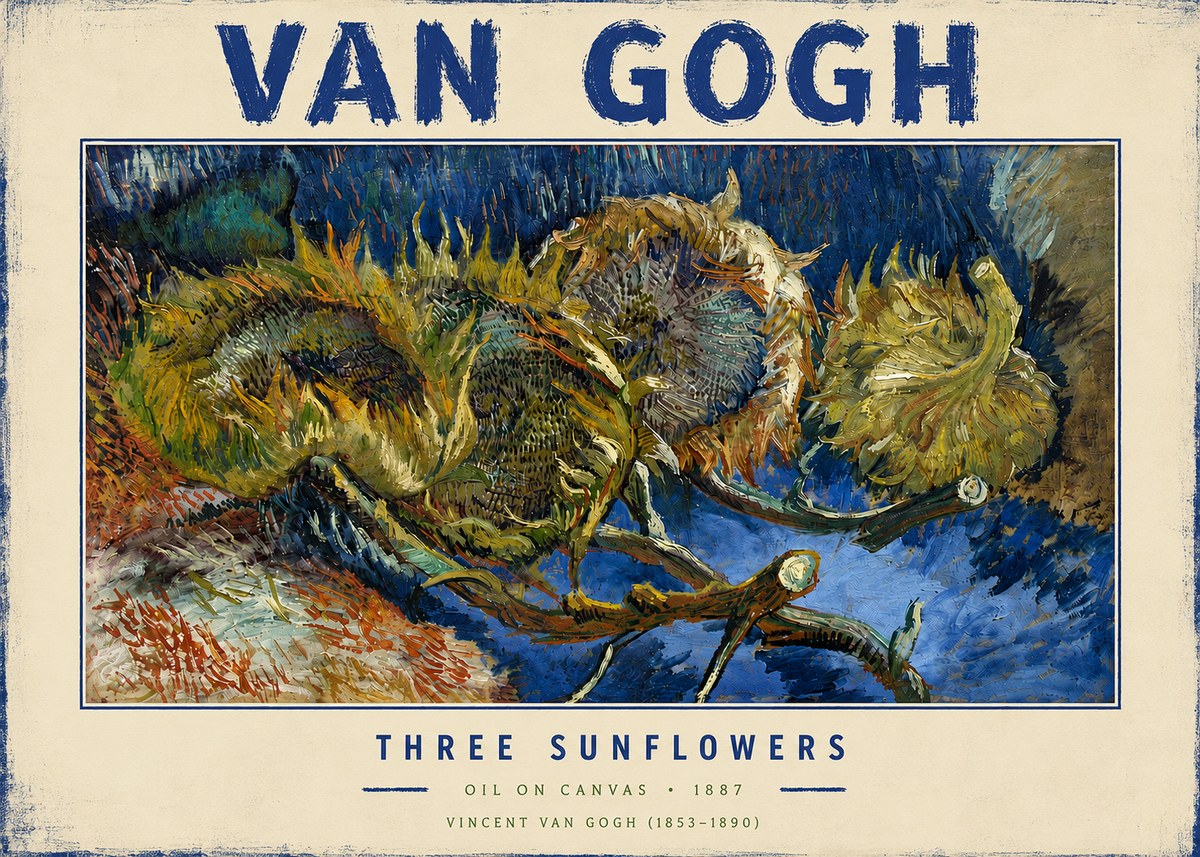 Van Gogh Three Sunflowers No4 - Plakat