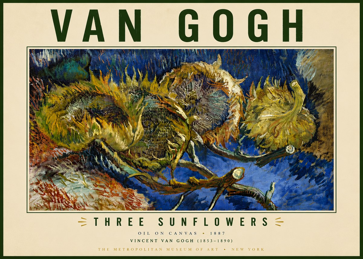 Van Gogh Three Sunflowers No6 - Plakat