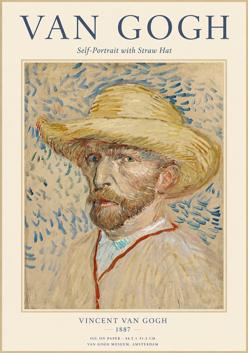 Van Gogh Self-portrait with Straw Hat II No1 - Plakat