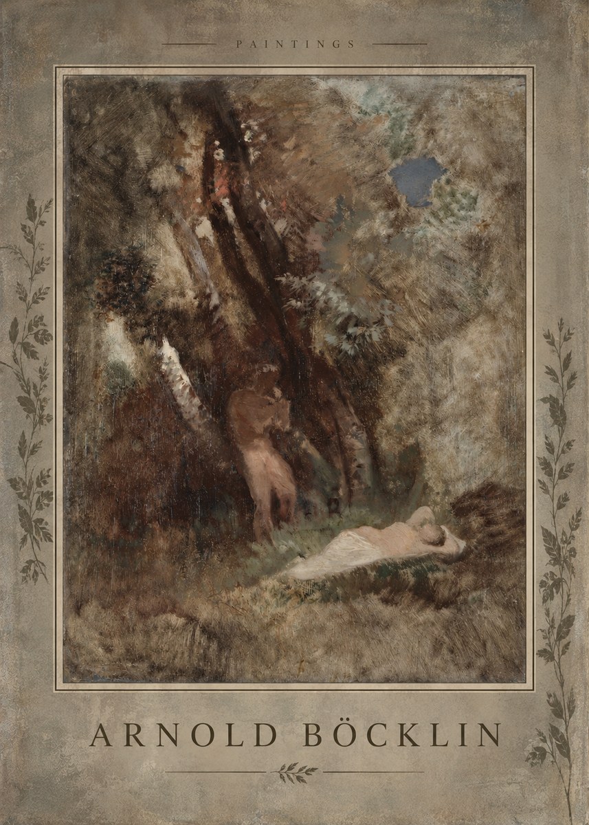 Arnold Böcklin Pan Frightening a Nymph No5 - Plakat