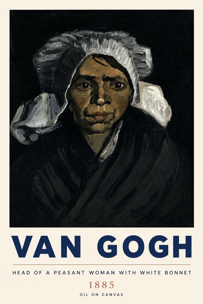 Van Gogh Head of a Peasant Woman with White Bonnet No3 - Plakat
