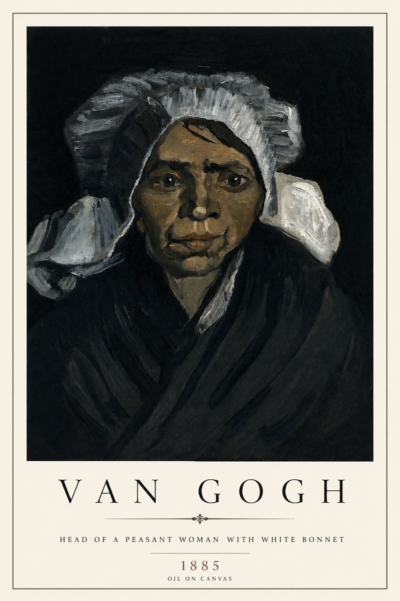 Van Gogh Head of a Peasant Woman with White Bonnet No4 - Plakat