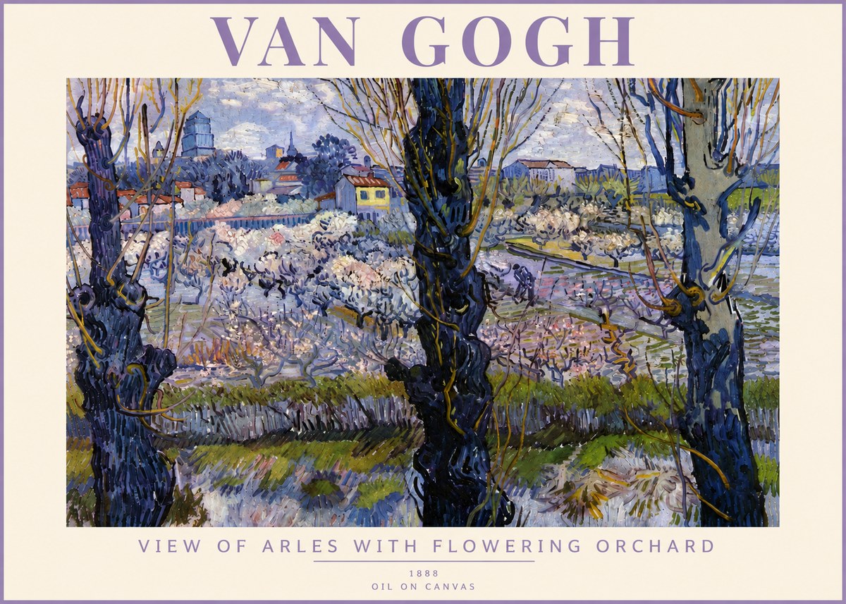 Van Gogh View of Arles with Flowering Orchard No5 - Plakat