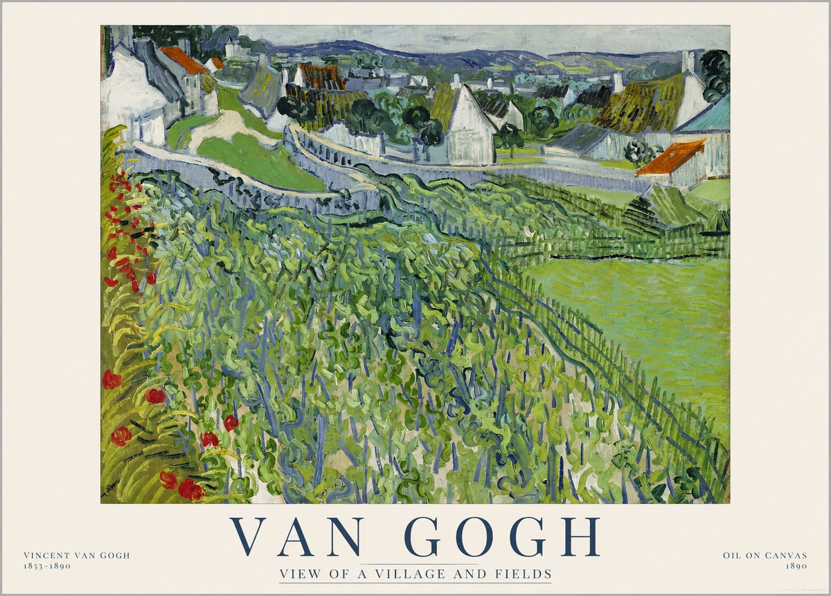 Van Gogh View of a Village and Fields No1 - Plakat