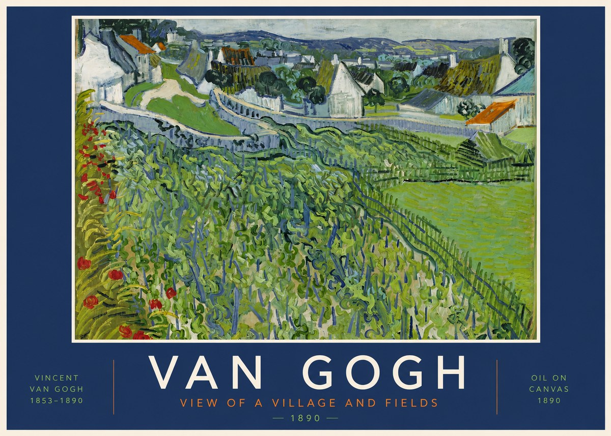 Van Gogh View of a Village and Fields No3 - Plakat