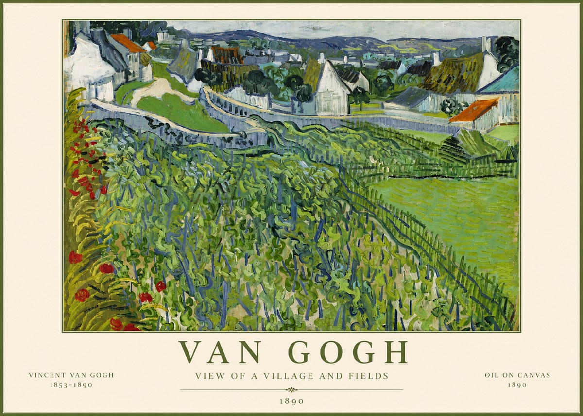 Van Gogh View of a Village and Fields No5 - Plakat
