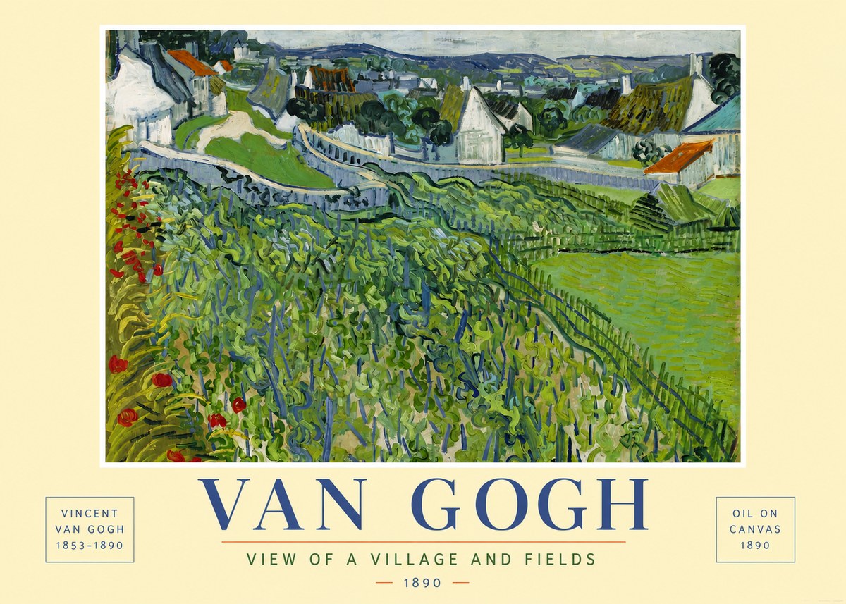 Van Gogh View of a Village and Fields No6 - Plakat