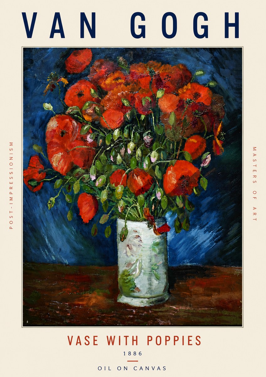 Van Gogh Vase with Poppies No5 - Plakat