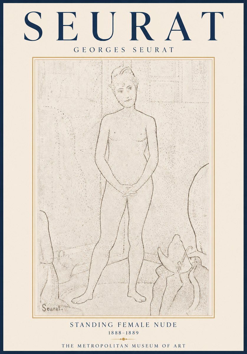 Seurat Standing Female Nude No6 - Plakat