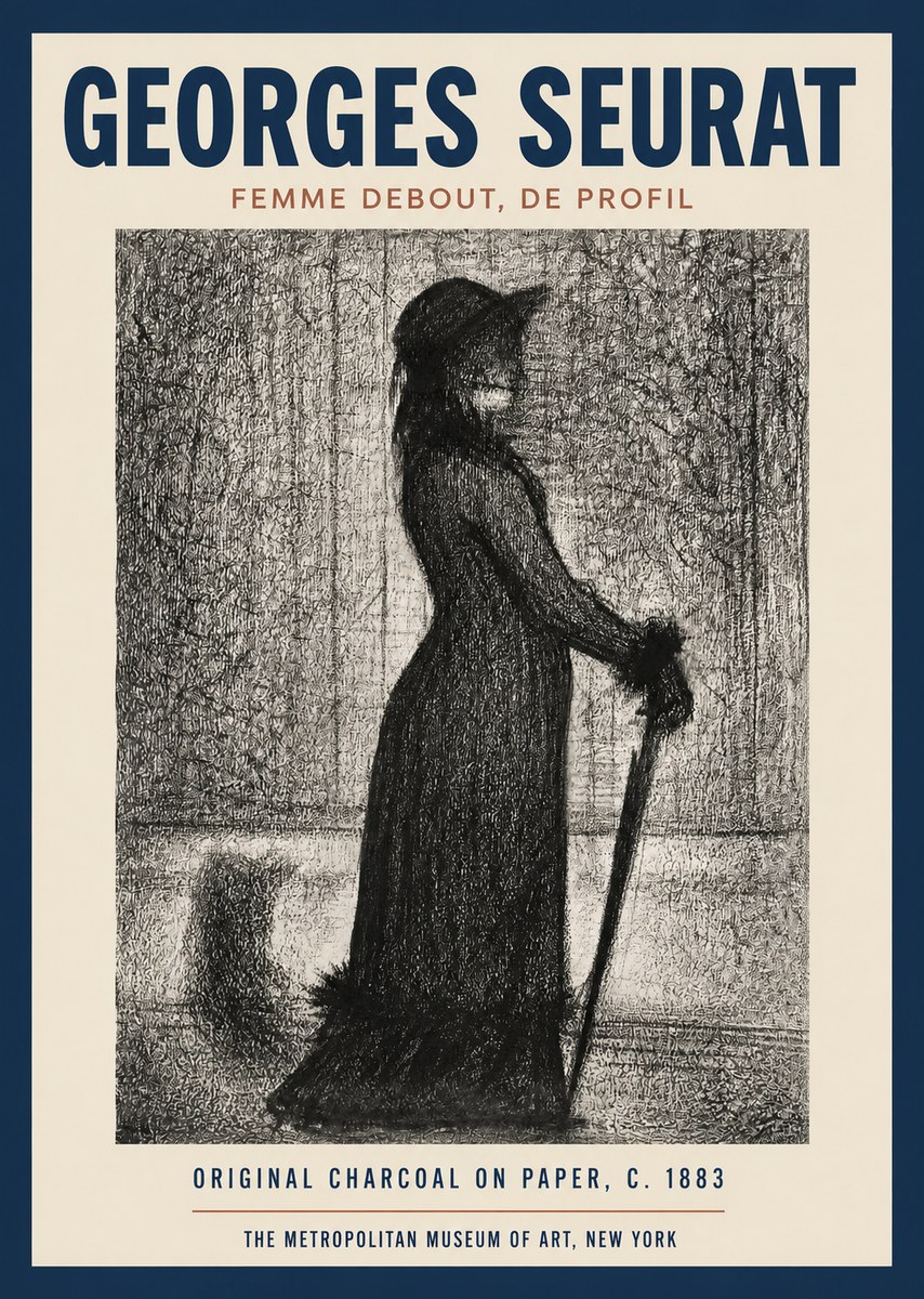 Seurat Femme Debout, De Profil No2 - Plakat
