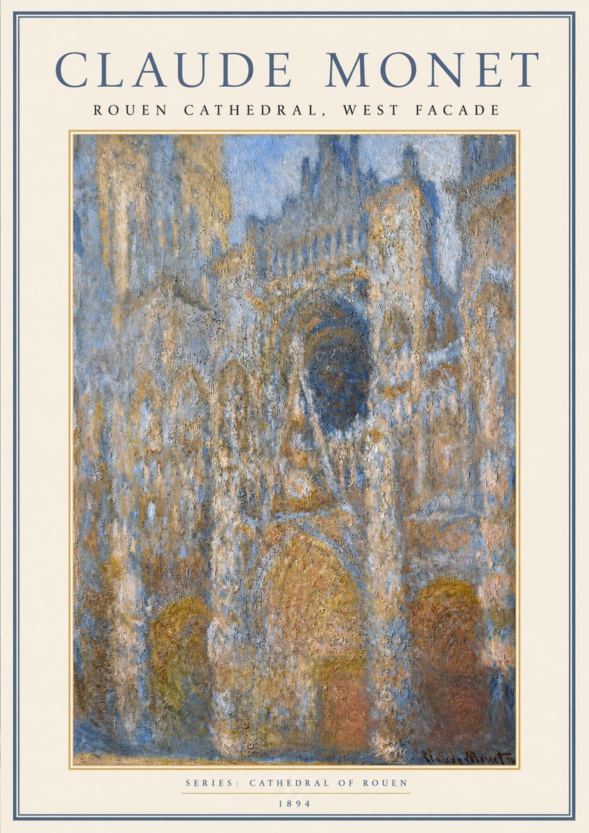 Monet Rouen Cathedral, West Facade No1 - Plakat