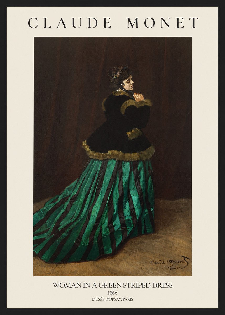 Monet Woman in a Green Striped Dress No1 - Plakat