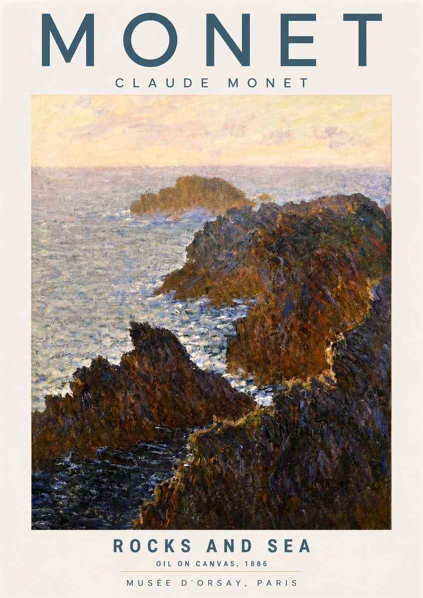 Monet Rocks and Sea No4 - Plakat