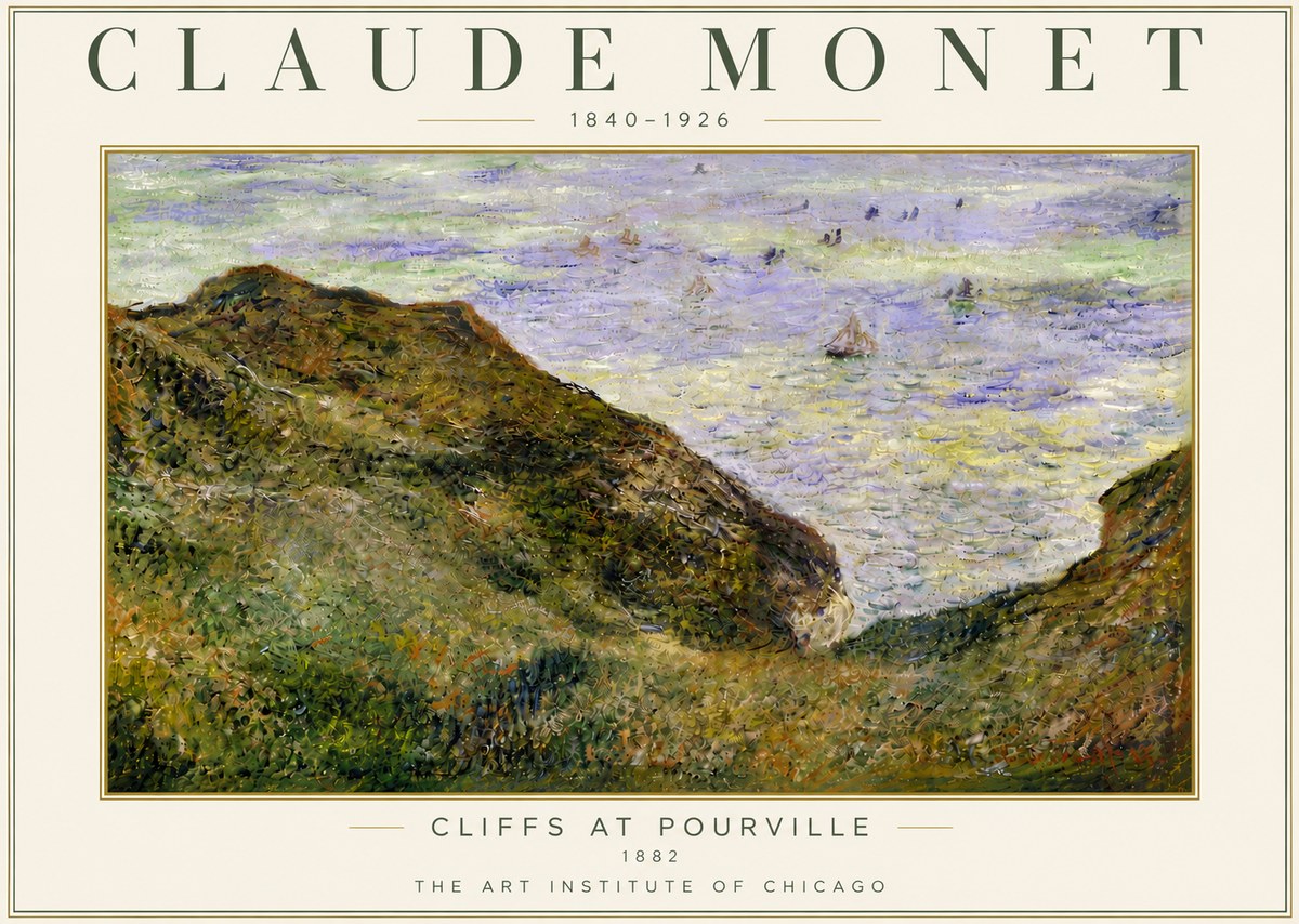 Monet Cliffs at Pourville II No5 - Plakat