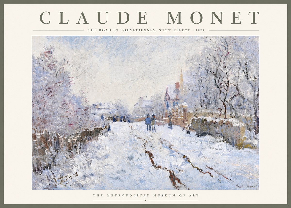 Monet The Road in Louveciennes, Snow Effect No5 - Plakat