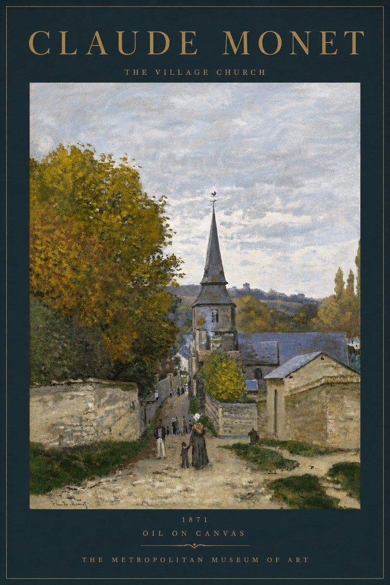 Monet The Village Church No6 - Plakat