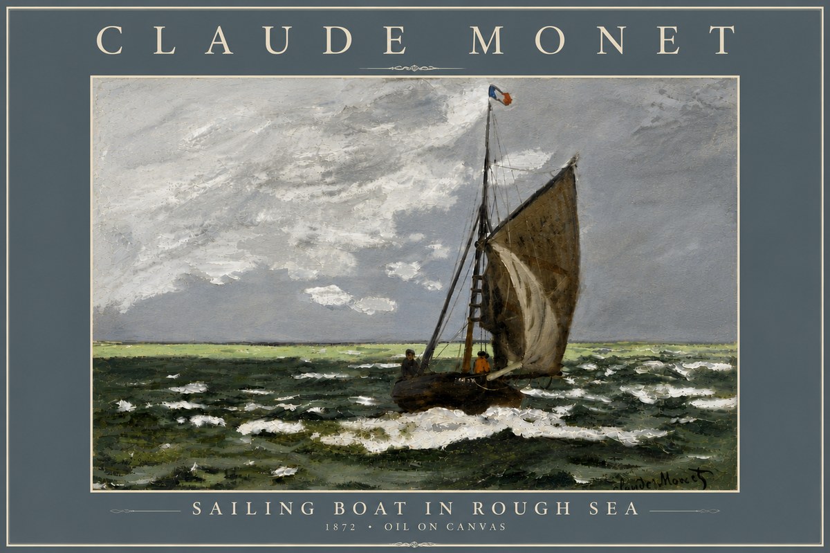 Monet Sailing Boat in Rough Sea No6 - Plakat