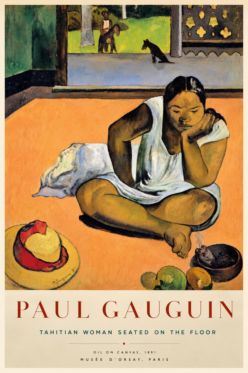 Paul Gauguin Tahitian Woman Seated on the Floor No5 - Plakat