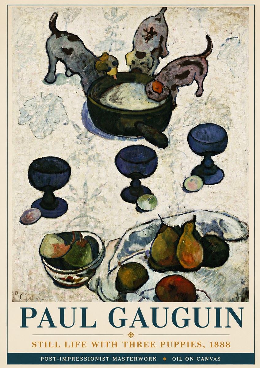 Paul Gauguin Still Life with Three Puppies, 1888 No5 - Plakat