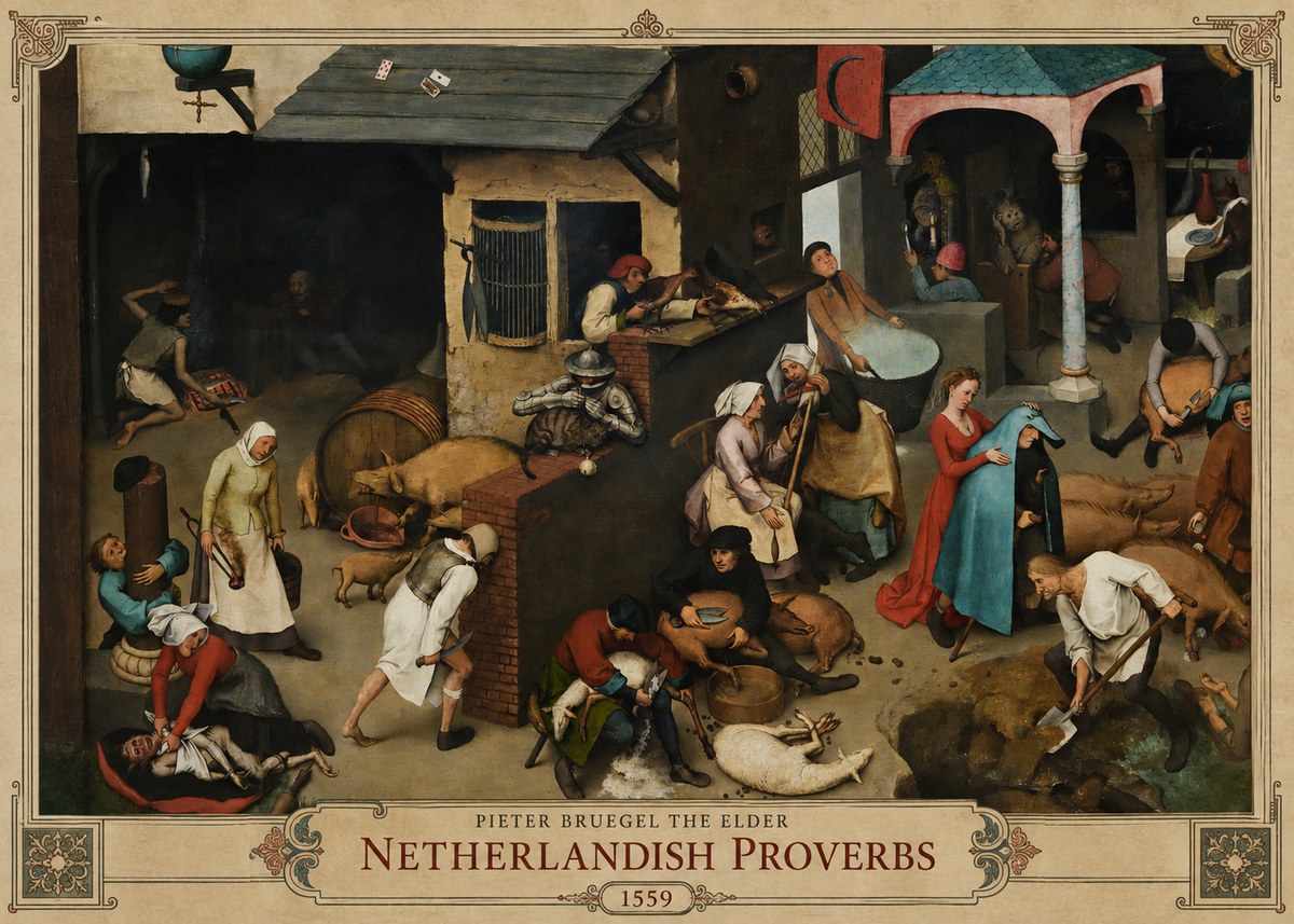 Pieter Bruegel Netherlandish Proverbs VI No2 - Plakat