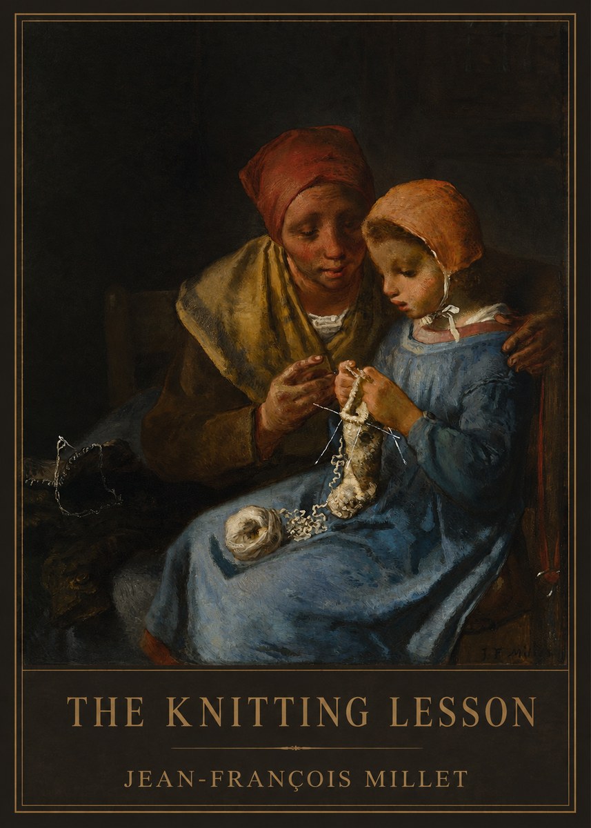 Jean-François Millet The Knitting Lesson I No1 - Plakat
