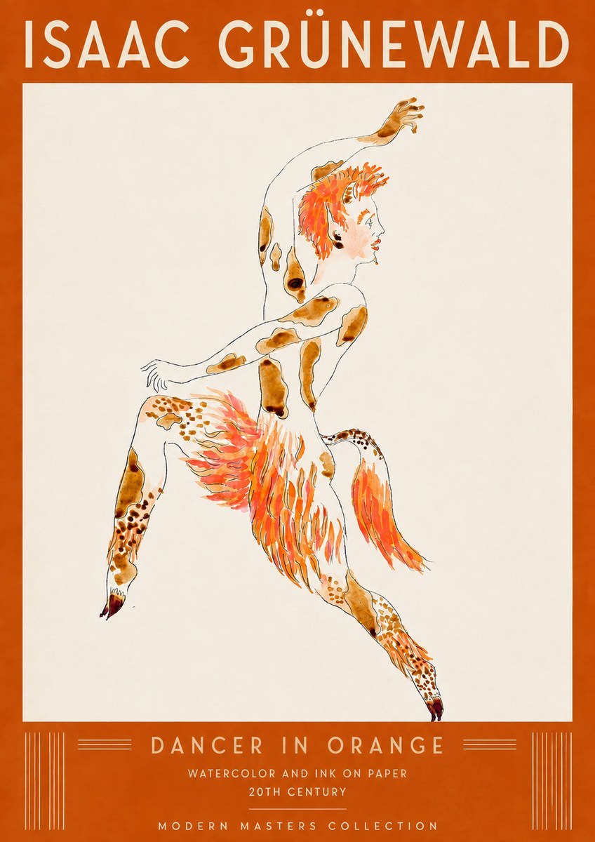 Isaac Grünewald Dancer in Orange No5 - Plakat