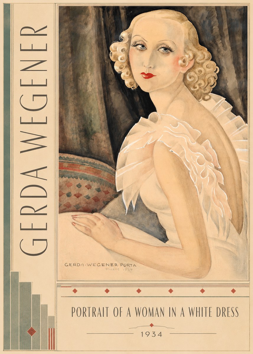 Gerda Wegener Portrait of a Woman in a White Dress No2 - Plakat