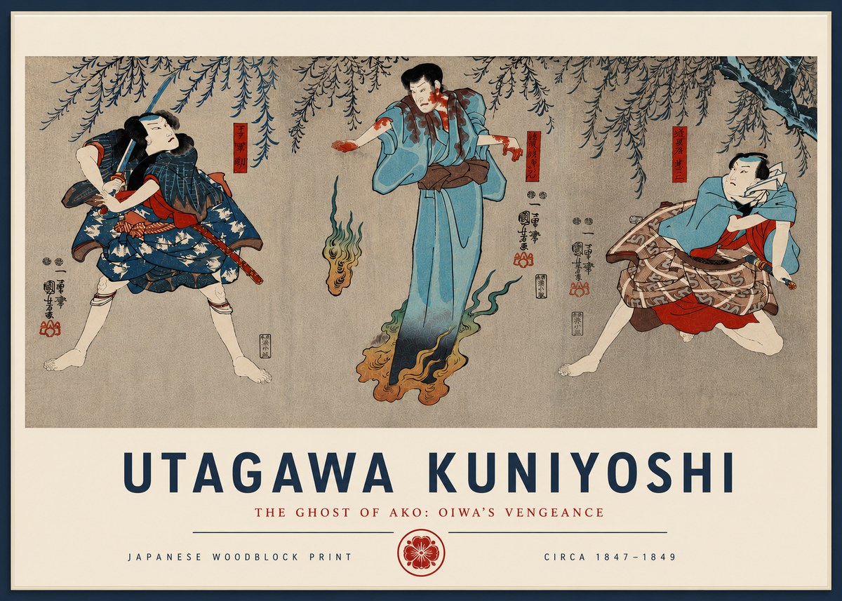 Utagawa Kuniyoshi The Ghost of Ako: Oiwa's Vengeance No4 - Plakat