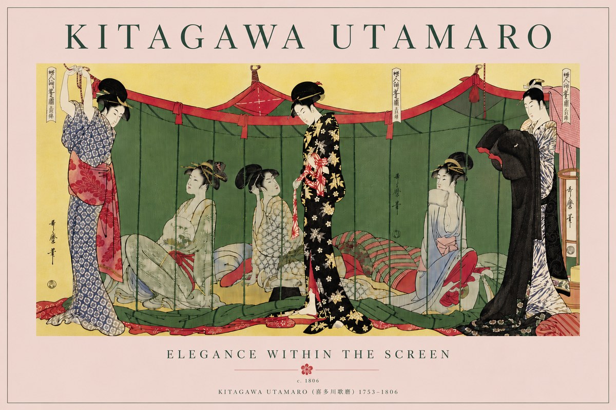 Kitagawa Utamaro Elegance Within the Screen No6 - Plakat