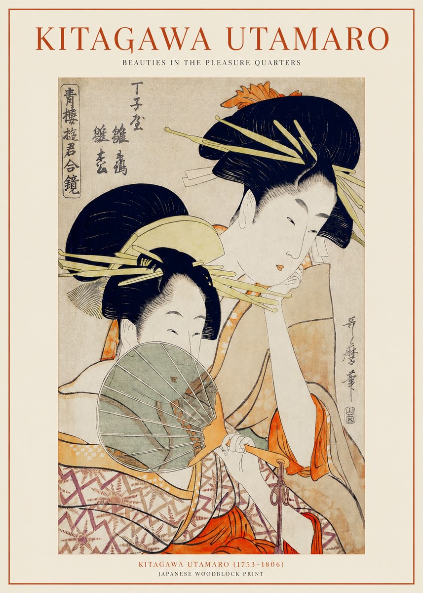 Kitagawa Utamaro Two Women with a Fan No2 - Plakat